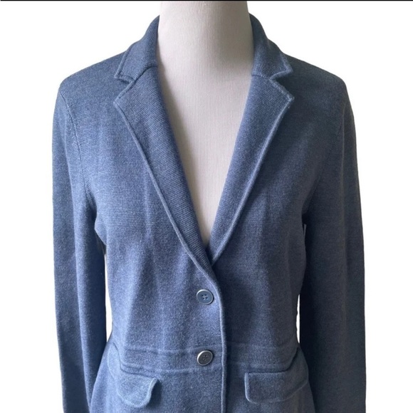Talbots Merino Sweater Jacket Blazer in Heathered Denim Blue Medium - Picture 3 of 11